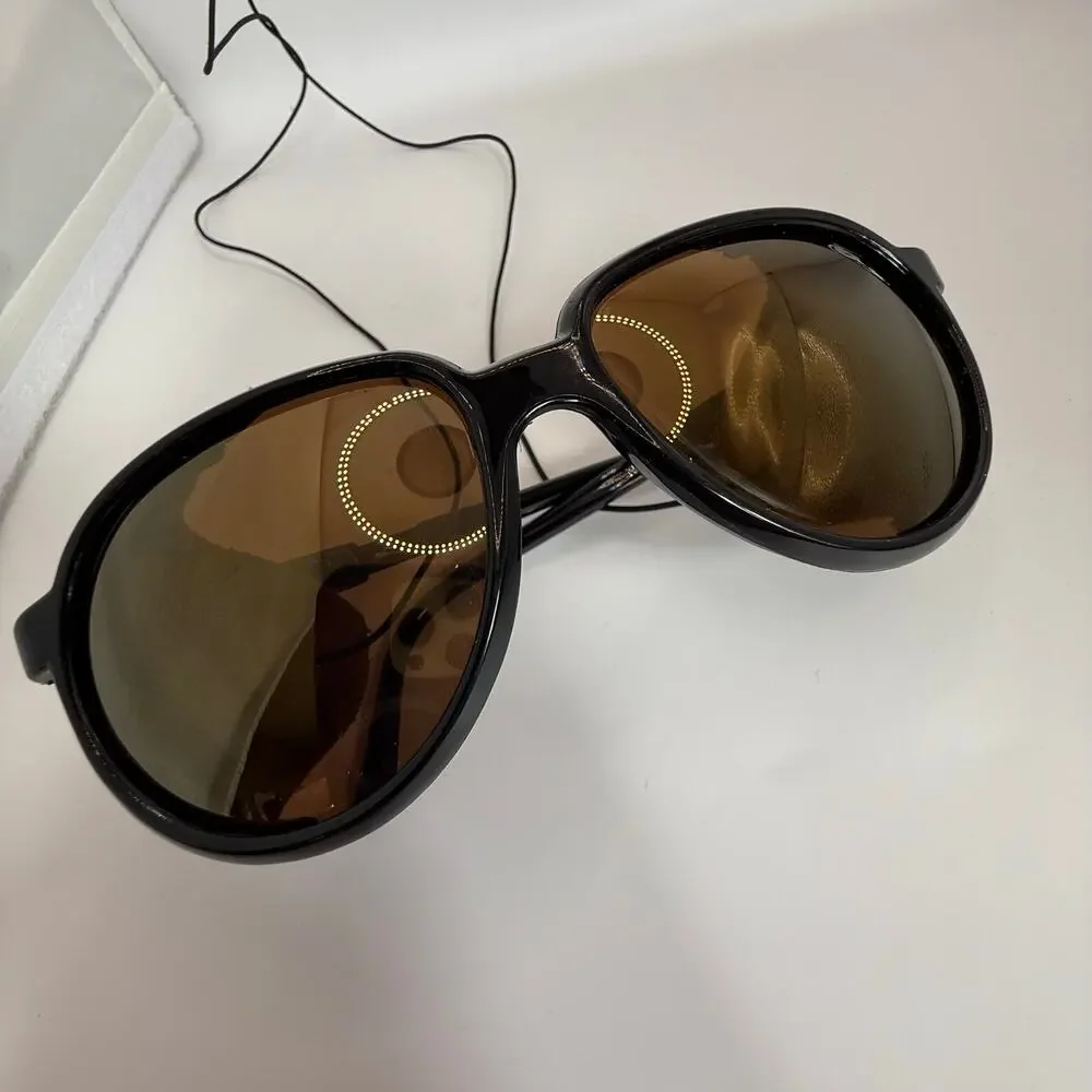 Vintage Bolle Crevasse Black‎ Sunglasses Leather Shields 09100014 Made in France